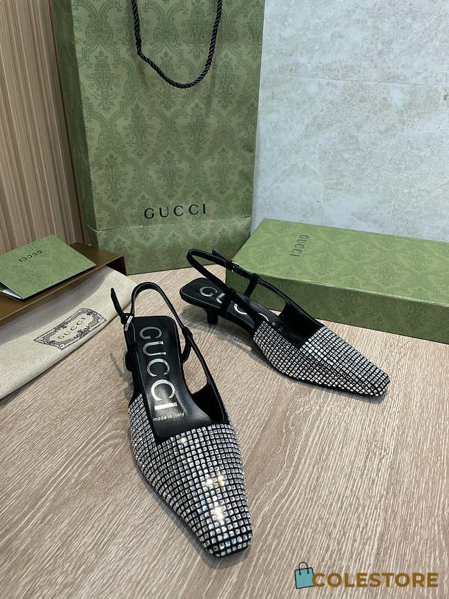 Colestore Gucci Women's Square Toe Pumps Black Shining - 1