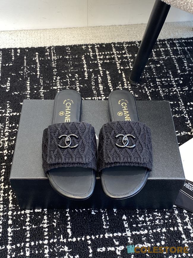 Colestore Chanel Flat Sandal Black  - 1