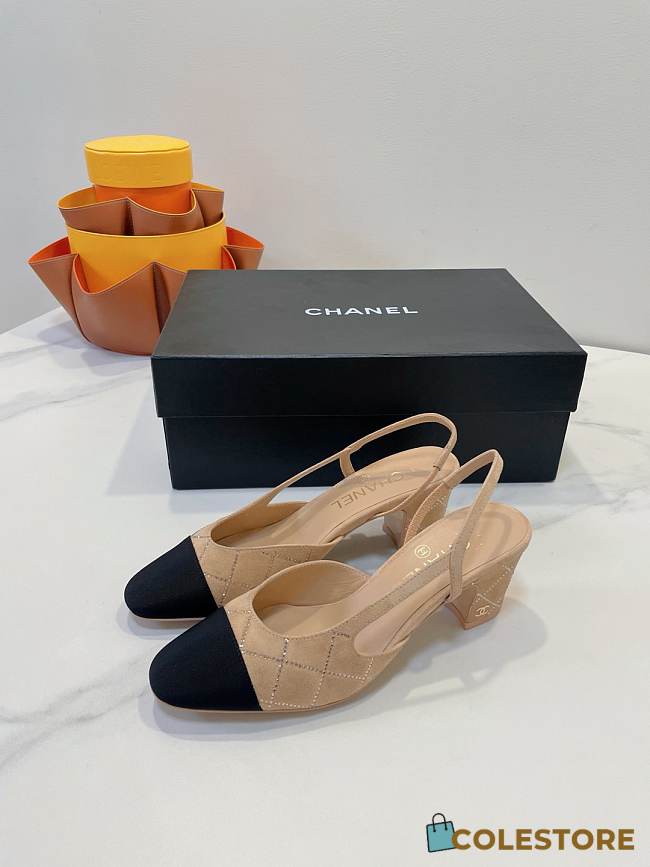 Colestore Chanel Slingbacks High Pump Beige - 1