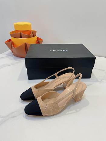 Colestore Chanel Slingbacks High Pump Beige