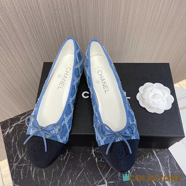 Colestore Chanel Ballet Flats Blue And Black Denim - 1