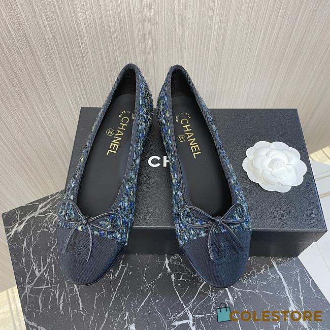Colestore Chanel Ballet Flats Tweed Blue - 1