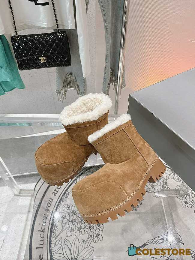 Colestore Balenciaga Suede With Fur Boots Brown - 1