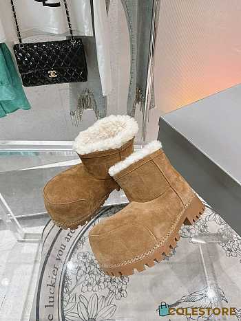Colestore Balenciaga Suede With Fur Boots Brown