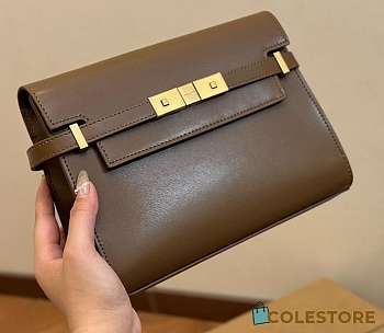 Colestore Saint Laurent YSL Manhattan Small Shoulder Bag In Box Brown 24 x 17 cm