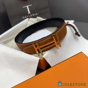 Colestore Hermes Traverse Belt Buckle & Reversible Leather Strap Gold 38 mm
