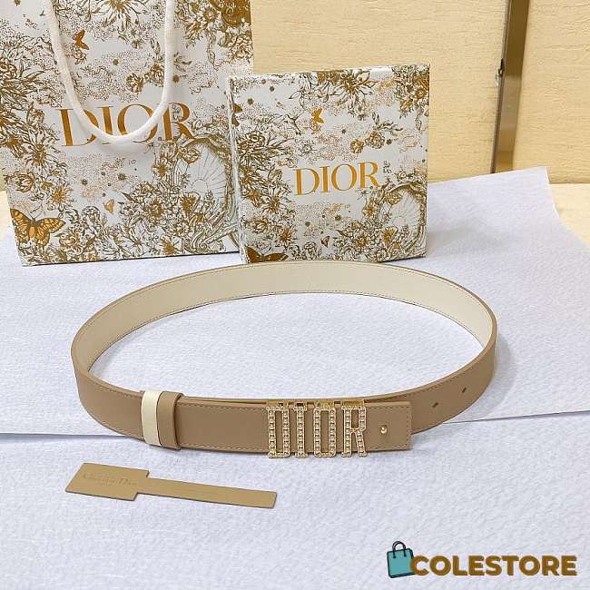 Colestore Dior D-fence Belt Latte Smooth Calfskin 3cm - 1