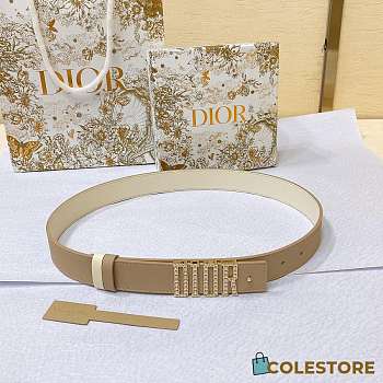 Colestore Dior D-fence Belt Latte Smooth Calfskin 3cm
