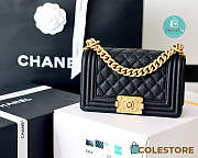 Colestore Chanel Small Boy Chanel Handbag Gold Hardware In Black 12x20.5x8.5 cm  - 1