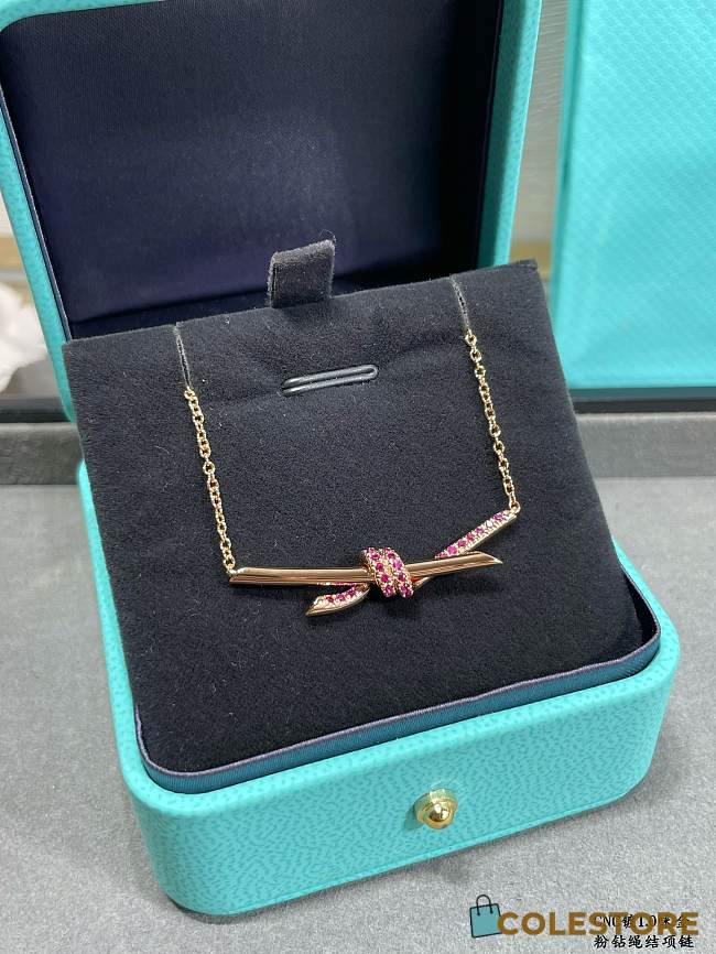 Colestore Tiffany & Co. Return To Tiffany Knot Circle Pendant in Rose Gold with Pink Sapphires - 1