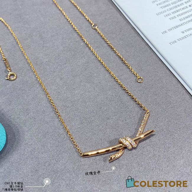 Colestore Tiffany Knot Pendant in Gold with Diamonds - 1