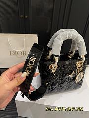 Colestore Dior Lady Dior Mini Bag In Shiny Leather Black 17.14 cm  - 5