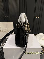 Colestore Dior Lady Dior Mini Bag In Shiny Leather Black 17.14 cm  - 4