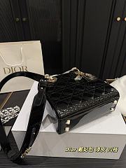 Colestore Dior Lady Dior Mini Bag In Shiny Leather Black 17.14 cm  - 3