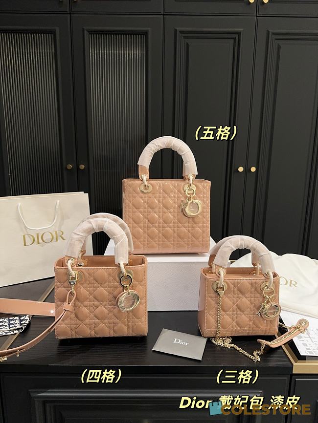 Colestore Dior Lady Dior Mini Bag In Shiny Leather Beige 23.20 cm  - 1
