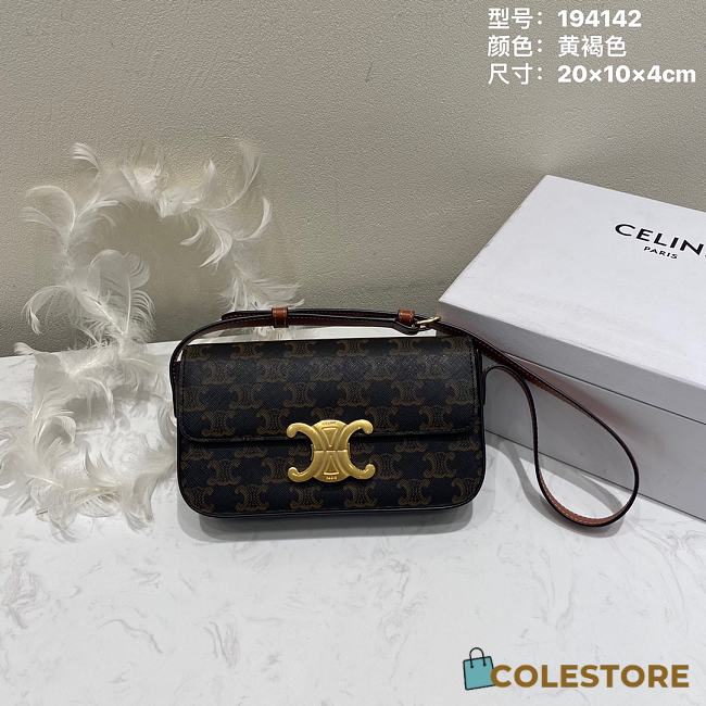  Colestore Celine Triomphe Shoulder Bag In Triomphe Canvas And Calfskintan Brown - 1