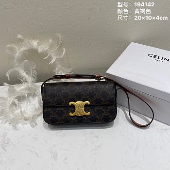  Colestore Celine Triomphe Shoulder Bag In Triomphe Canvas And Calfskintan Brown
