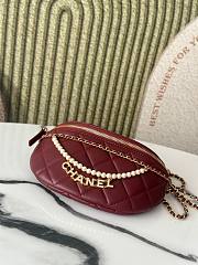 Colestore Chanel 24A Burgundy Pearl Chain Waist Bag 17x24x11cm - 4