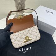 Colestore Celine Women Triomphe Shoulder Bag in Triomphe Canvas and Calfksin-White - 3
