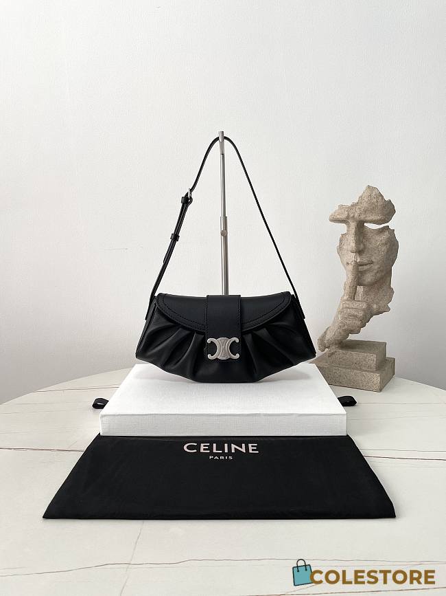 Colesore Celine Teen Polly In Supple Grained Calfskin Black 29.5×14.5×3CM - 1