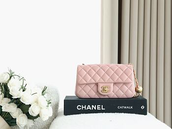 Colestore Chanel Lambskin Quilted Mini CC Pearl Crush Rectangular Flap Pink 20x13x7CM