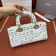 Colestore Dior D-Joy DioramourBag White Calfskin With Black And Red Je Vous Adore Print 22x12x6CM - 5