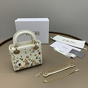 Colestore Dior Bag Latte Calfskin Embroidered with Multicolor Small Flowers Size 17CM - 1