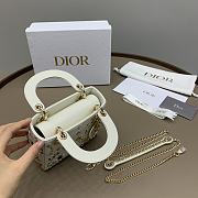 Colestore Dior Bag Latte Calfskin Embroidered with Multicolor Small Flowers Size 17CM - 6