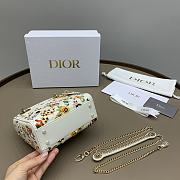 Colestore Dior Bag Latte Calfskin Embroidered with Multicolor Small Flowers Size 17CM - 4