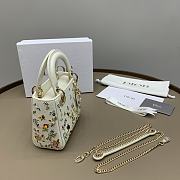 Colestore Dior Bag Latte Calfskin Embroidered with Multicolor Small Flowers Size 17CM - 2