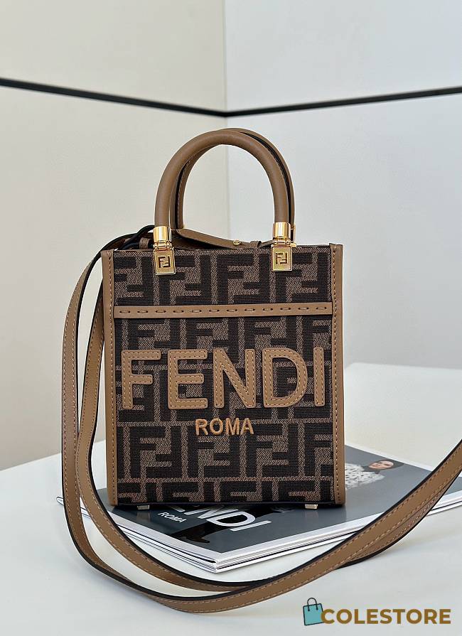 Colestore Fendi Mini Sunshine Shopper Brown 17.5x6x16.5CM - 1