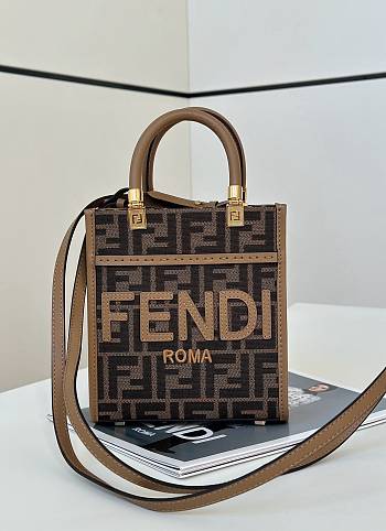 Colestore Fendi Mini Sunshine Shopper Brown 17.5x6x16.5CM
