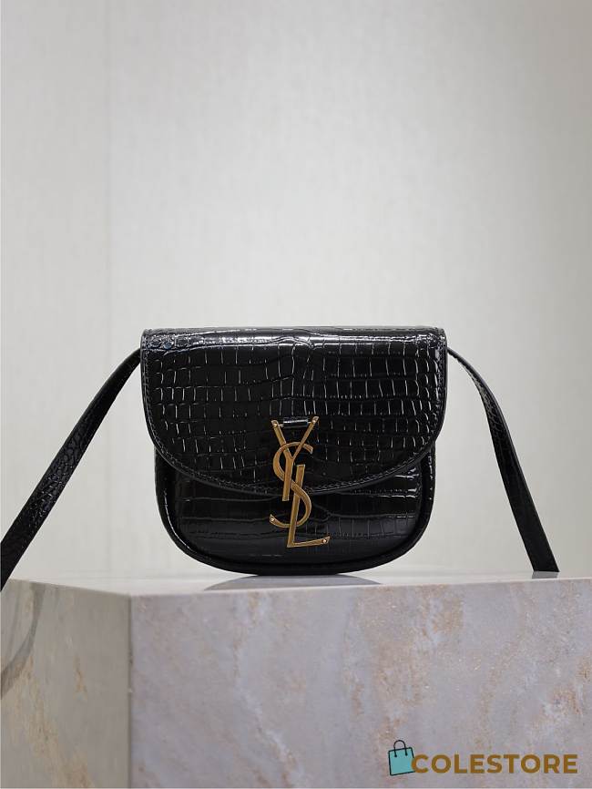 Colestore YSL Kaia Small Satchel In Shiny Crocodile-Embossed Leather 18x15.5x5.5cm - 1