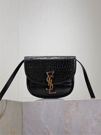 Colestore YSL Kaia Small Satchel In Shiny Crocodile-Embossed Leather 18x15.5x5.5cm