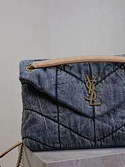 Colestore YSL LouLou Puffer Suede-Trimmed Quilted Denim 35×23×13.5cm - 5