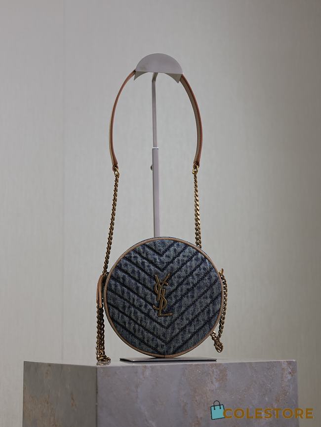 Colestore YSL Vinyle Round Quilted Denim Bag 17×17×5.5cm - 1