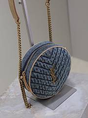 Colestore YSL Vinyle Round Quilted Denim Bag 17×17×5.5cm - 4