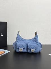 Colestore Chanel 25C Large Hobo Bag Washed Denim Light Blue 22x31x15cm - 5