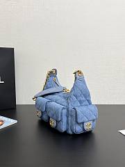 Colestore Chanel 25C Large Hobo Bag Washed Denim Light Blue 22x31x15cm - 3