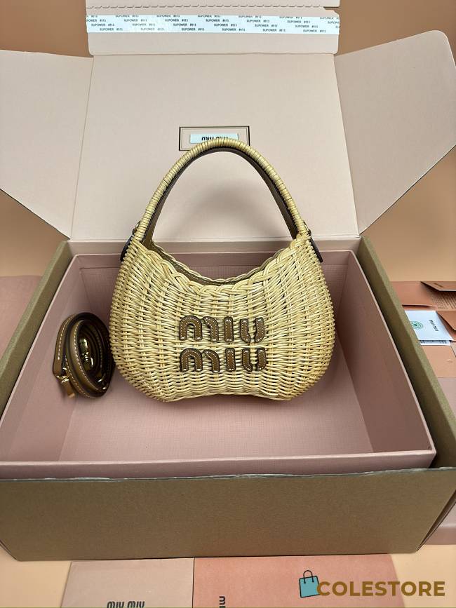 Colestore Miu Miu Wander Wicker Hobo Bag 20x17x6CM - 1