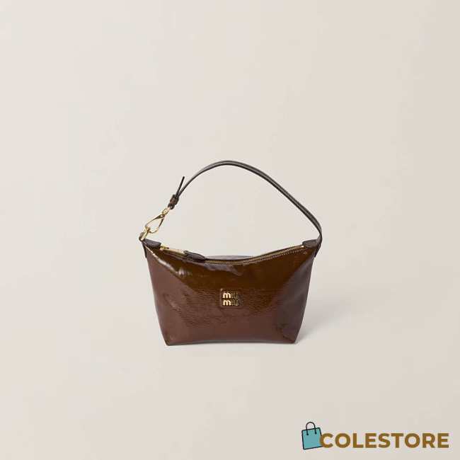 Colestore Miu Miu Brown Naplak Patent Leather Pouch 18.5x14x10CM - 1