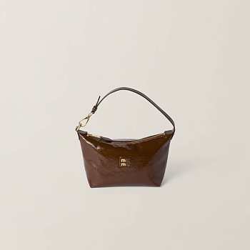 Colestore Miu Miu Brown Naplak Patent Leather Pouch 18.5x14x10CM