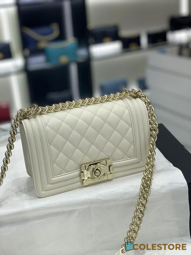 Colestore Chanel Leboy Caviar White size 20CM - 1