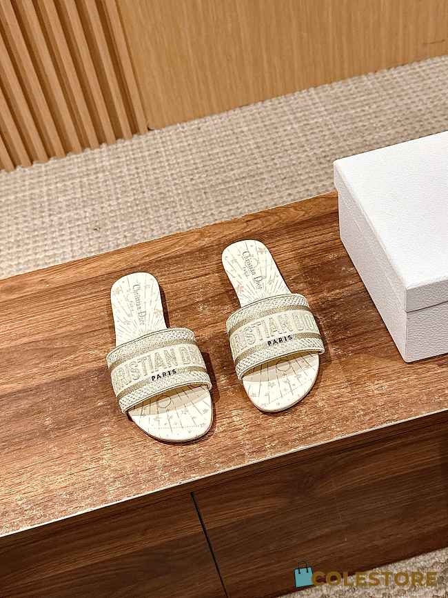 Colestore Dior Dway Slide White and Gold  - 1