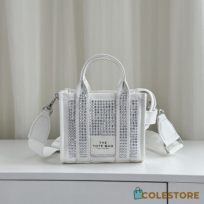 Colestore Marc Jacobs The Crystal Canvas Crossbody Tote Bag White 18x15x8cm - 1