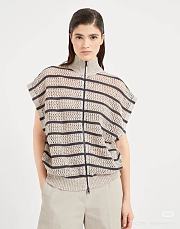 Colestore Brunello Cucinelli Linen Dazzling Striped Net Cardigan - 4