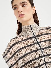 Colestore Brunello Cucinelli Linen Dazzling Striped Net Cardigan - 2