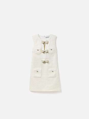 Colestore Cream Boucle Bow Mini Dress 