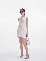 Colestore Cream Boucle Bow Mini Dress  - 4