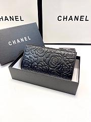 Colestore Chanel Camellia Embossed Wallet Calfskin Leather 19x10cm - 6